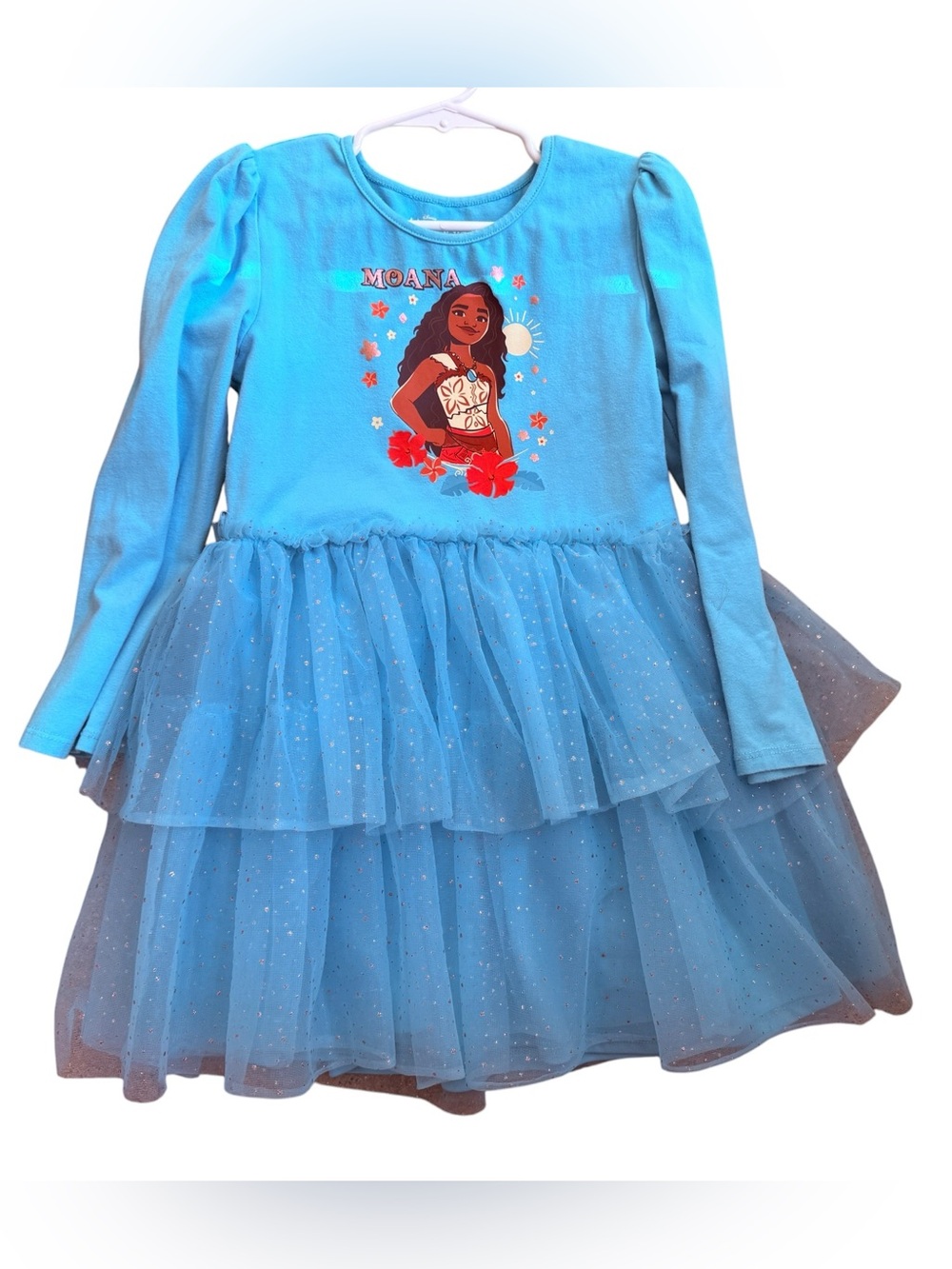 Disney Girls' Moana Sparkle Tulle Dress - Sky Blue